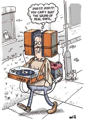 Greeting Card (PH0212) Humour Birthday - Real Vinyl - Man With Speaker Headphones, black|brown|grey, 125 mm x 175 mm