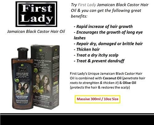 First Lady Herbal (Ayurvedic) JAMAICAN BLACK CASTOR Hair Oil 300ml 10oz, for Hair Eyelash, Eyebrow Growth - Image 2