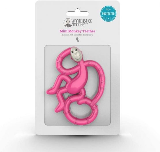 Matchstick Monkey, Mini Teething Toy for Baby, Stimulates and Massages Sore Gums, 3 Months Old+, Pink - Image 4