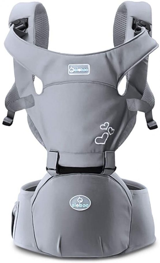 SONARIN Front Premium Hipseat Baby Carrier, Multifunctional, Ergonomic, 100% Cotton, Butterfly Rotary Buckle, 6 Carrying Positions,Adapted to Your Child's Growing,Easy to Carry and Easy Mom(Gray) - Image 2