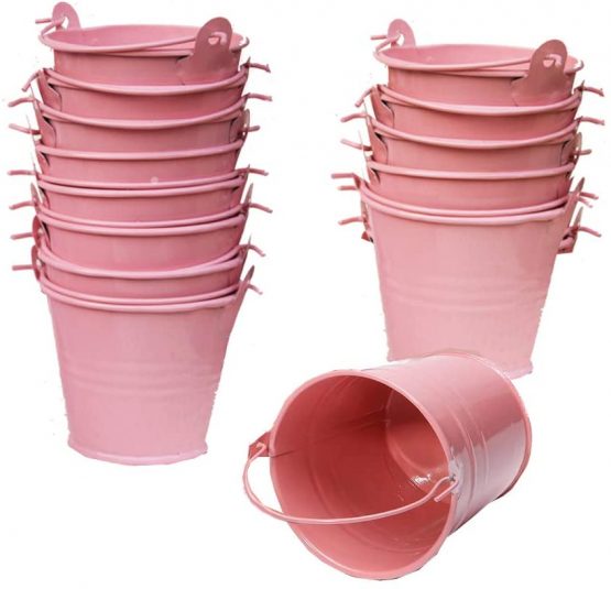 Amajoy 30 Pack Pink Mini Metal Bucket Tin with Sheer Bag Candy Box Buckets Souvenirs Gift Pails for Wedding Favour Party Favor Baby Shower Favour - Image 4