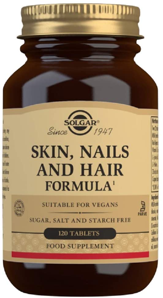 Solgar Skin, Nails and Hair, Improved MSM Formula, To Help Build Collagen With Vitamin C, Vegan, Light Brown, Pack of 120, 310 g