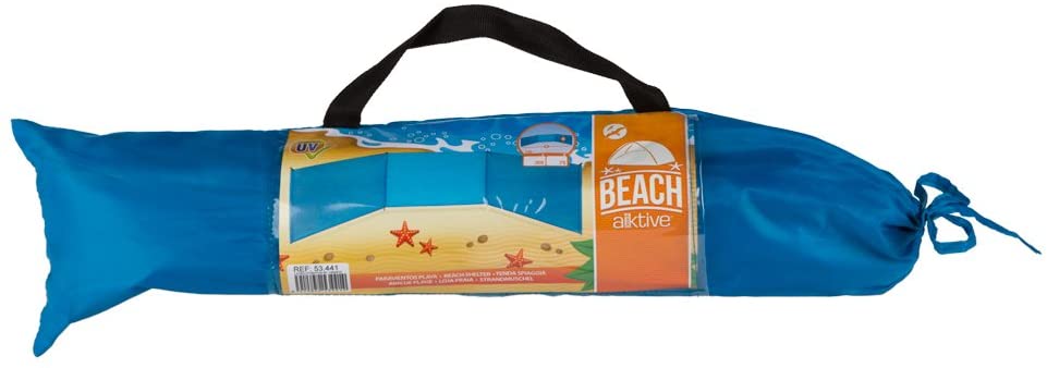 Aktive Beach Wind Protection, 300 x 75/85 cm, Blue, 3 Panels, 170T Polyester Fabric, UV30 Protection, Aluminium Poles - Image 2