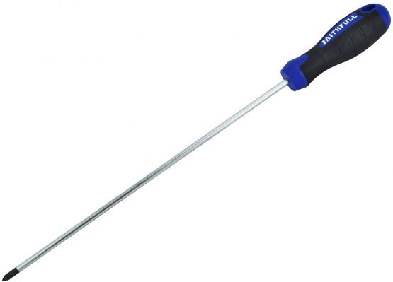 Faithfull SDPZ1L 1 x 250mm Pozidriv Soft Grip Screwdriver Long Reach
