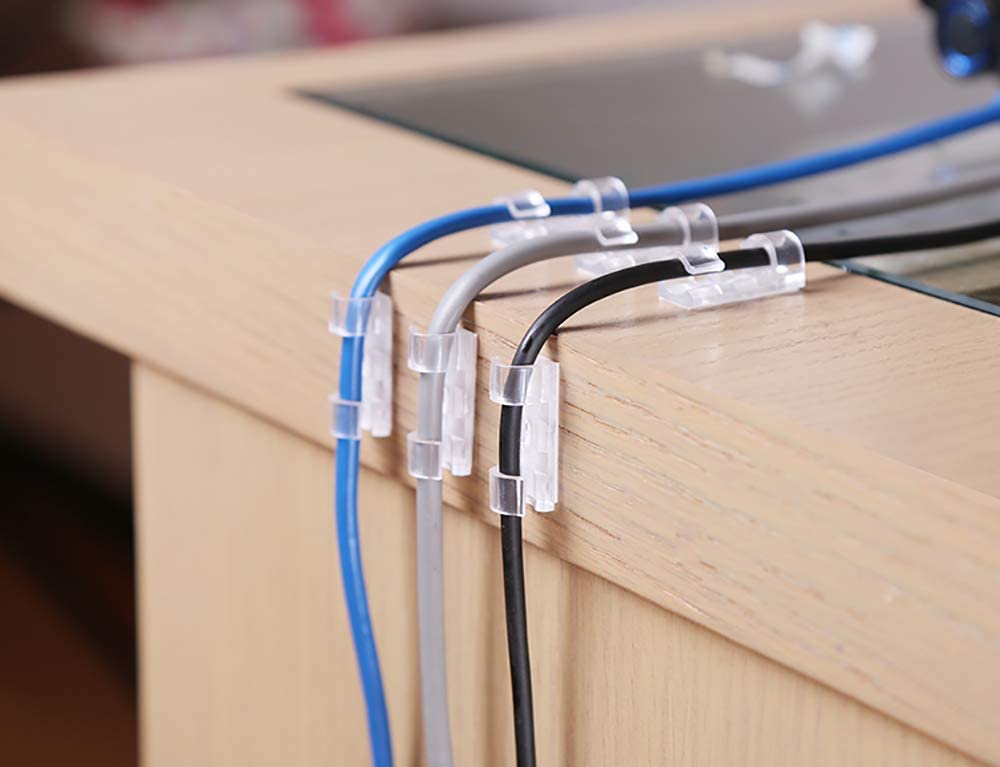 RYCHUI 60PCS Cable Clips, Strong Self Adhesive Cable Tidy Wire Clips, Adhesive Cable Management Wall Holder - Image 4