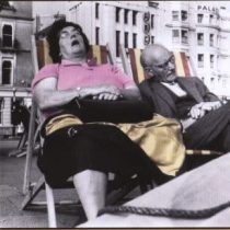 Humorous Greeting Card (PP1945) - Happy Anniversary - Couple Asleep In Deckchairs