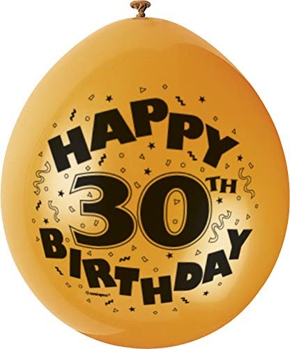 Unique Party 80312 - 9" Latex Assorted Happy 30th Birthday Balloons, Pack of 10, Age 30 - Image 2