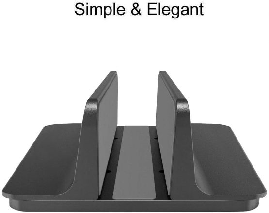 MOSISO Vertical Laptop Stand, Aluminum Alloy Desk Holder Space-Saving Stand Compatible with MacBook Air/Pro/iPad/Lenovo/Dell/Surface/Samsung/HP and Other Laptop Notebook, Black - Image 4