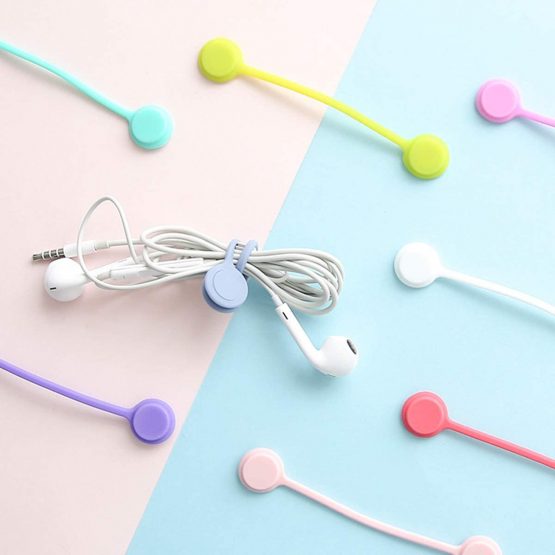 Magnetic Cable Clips Pack of 8 Reusable Fastening Cable Ties Adjustable Straps Wire Cord Management Rubber Twist Ties for Headphones USB Cables - Image 4