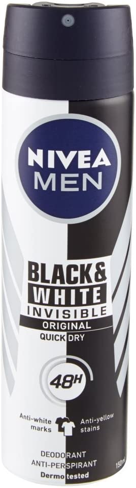 NIVEA Men Black & White Invisible Original Spray 6 x 150 ml, Men's Deodorant 72h - Image 2