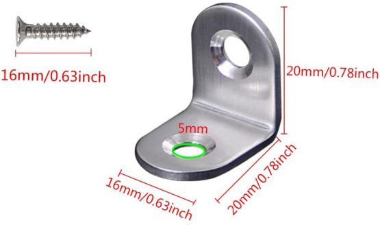 Teenitor 16 Pcs Corner Braces - 20x20mm 90 Degree Right Angle Brackets Fastener Stainless Steel L Shaped Corner Bracket with 32 Pcs Screws Brace Corner Steel Joint Silver - Image 2