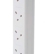 Invero 10 Way Gang Surge and Spike Protected Vertical Tower Extension Socket Adaptor with 2 Metre Lead Ideal for Electrical Equipment - White