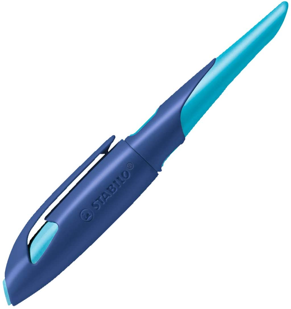 STABILO Ergonomic School Fountain Pen EASYbirdy - A Nib - Right Handed - Midnight Blue/Azure