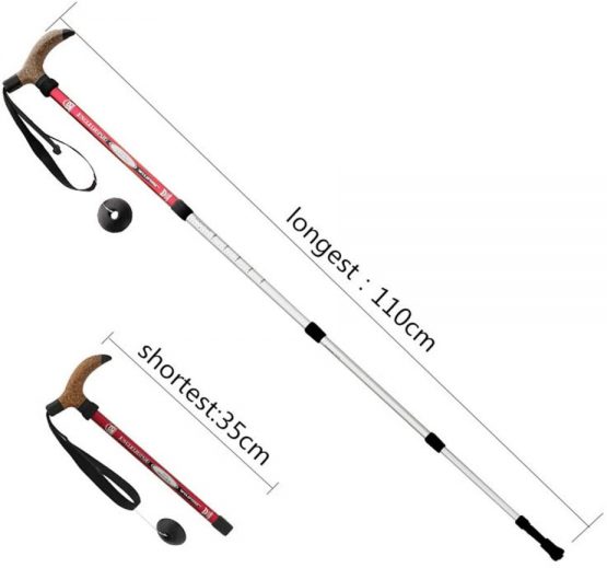 KRY T-Shaped Handle Retractable Aviation Aluminum Alloy Alpenstock Adjustable Telescopic Pole Anti Shock Walking Hiking Stick - Image 4
