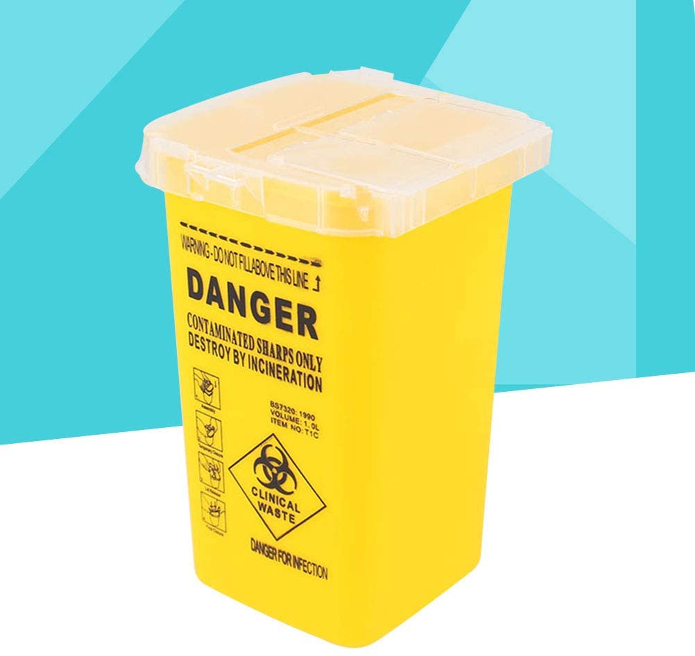 Healifty Sharps Box Tattoo Needles Disposal Container Medical Supplies and Equipment (Yellow), 8.7 cm x 9.1 cm x 8.7 cm - Image 4