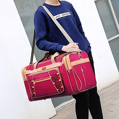 Travel Duffle Bags for Men Weekender Over Night Carry On Bag Lightweight Extra Large Oxford Duffel Gym Sturdy Luggage Water-Proof for Men & Women 26" (Blue Gold) - Image 3