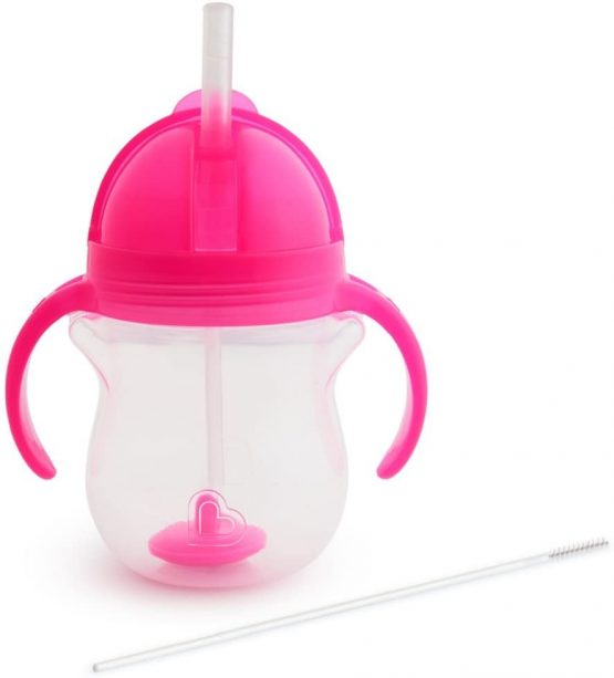 Munchkin Click Lock Tip and Sip Weighted Flexi Straw Trainer Cup (7 oz/207 ml, Pink) - Image 2