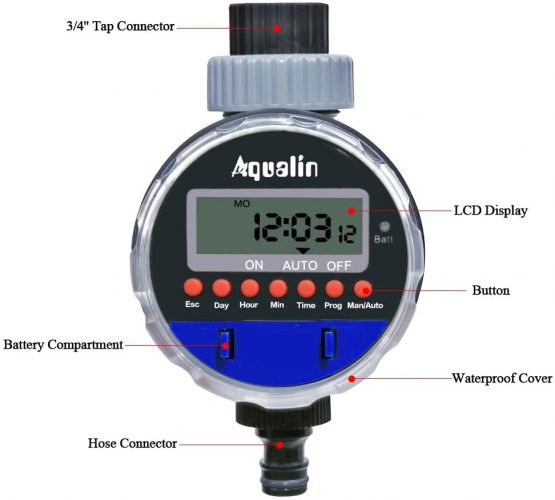 Aqualin Hose Water Tap Timer Garden Irrigation System Controller Watering Computer Waterproof Updatede Version with Rain Sensor Hole - Image 2