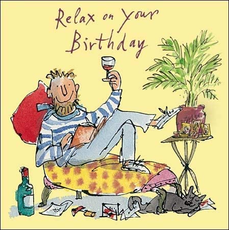 Greetings Card - (WDM4593) Male Birthday - Quentin Blake, Black, 160mm x 160mm