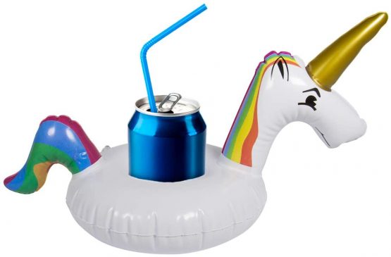 Folat 20290 Inflatable Floating Unicorn Cup Holder White, Multi-Coloured, Costumes