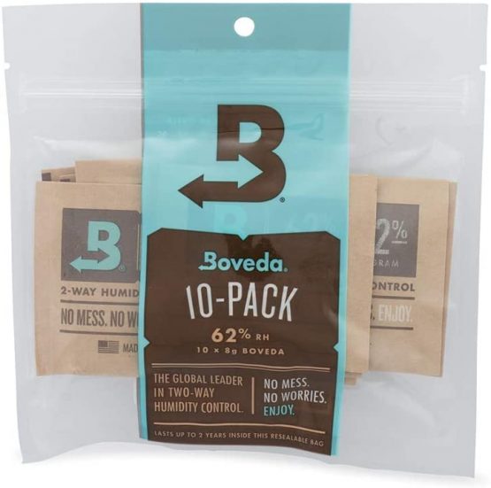 Boveda for Herbal Storage | 62% RH 2-Way Humidity Control | Size 8 Protects Up to 1 Ounce (30 Grams) Flower | Prevent Terpene Loss Over Drying and Molding | 10-Count Resealable Bag