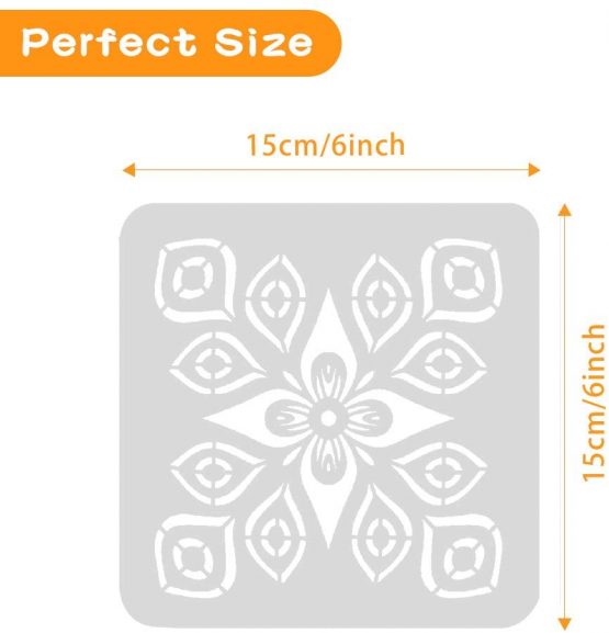 Mandala Stencils for Crafts Reusable 16pcs,Large Art Painting Stencils for Kids and Adult, Wall Stencil and Template for Furniture/Floor/Window/Stones/Fabric/Tile Painting and Scrapbook Deco 6x6 Inch - Image 3