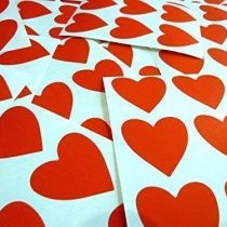 38mm (1.5") Heart Shape Colour Code Stickers - Packs of 72 Large Coloured Hearts Sticky Labels for Craft, Card-Making & Decoration - 33 Colours Available (Red)