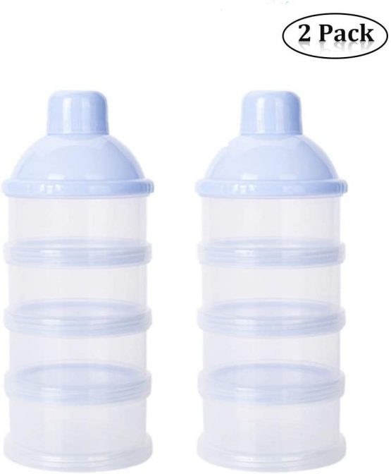 2 Pack Formula Dispenser，Portable Milk Powder Formula Dispenser，Non-Spill Baby Kids Milk Powder Formula Dispenser，Milk Powder Formula Dispenser Container Pot Box (Blue)