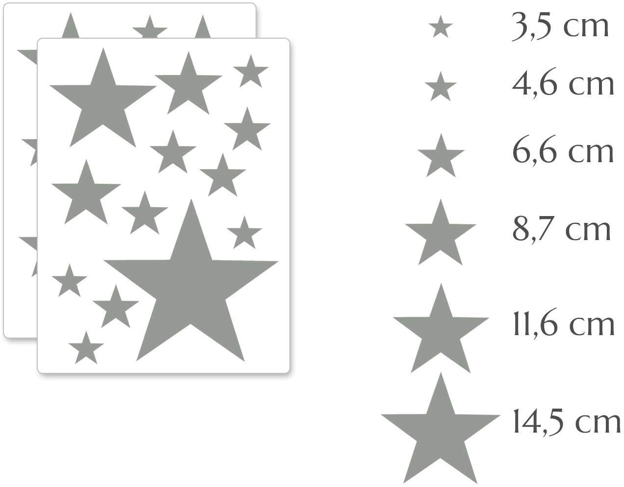 PREMYO Set of 32 Star Wall Stickers Kids - Nursery Decor Easy to Apply - Decals for Bedrooms for Girls Boys Grey - Image 2