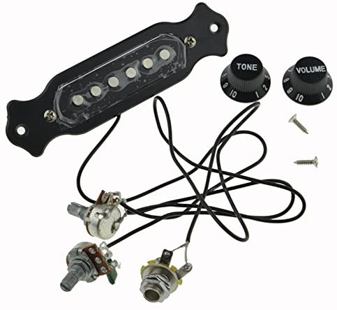 Musical Instrument Parts 6-String Single Coil Guitar Pickup Harness with Volume Tone, Black, Clean Boost