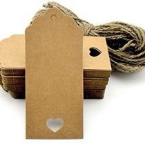 100pcs Kraft Paper Tag Blank for Wedding Favour Cards,Gift Tag,DIY Tag,Luggage Tag,Price Label,Store Hang Tag (100) with Heart (Brown)