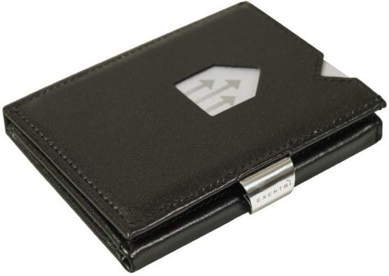 EXENTRI Leather Trifold Wallet - RFID Blocking w/Stainless Steel Locking Clip