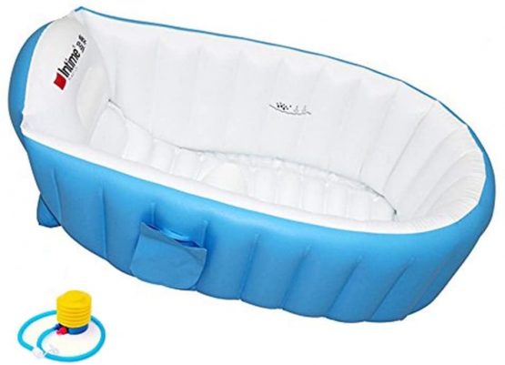 Locisne Baby Soft Bathtub Children Inflatable Anti-Slippery Swimming Pool Foldable Travel Air Shower Basin Seat Baths Big Size(for 0-3 Years) + air Pump