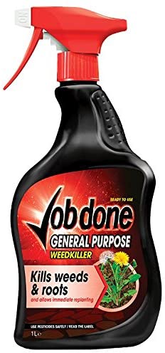 Job Done 86600006 General Purpose Weedkiller, Weedkiller for Broad Leaved Weeds & Grass, 1L, Ready-To-Use