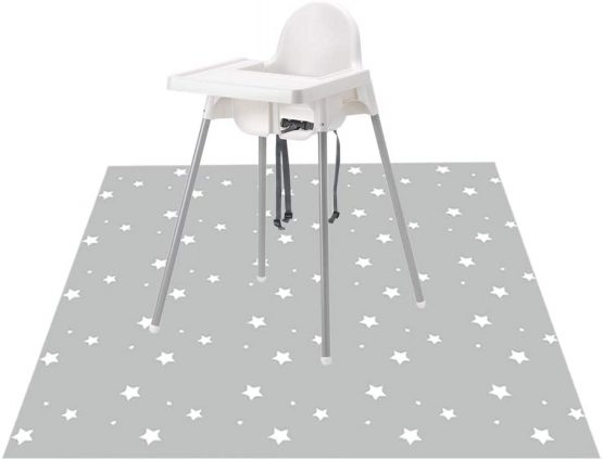 51” Splat Mat for Under High Chair/Arts/Crafts, Womumon Washable Spill Mat Waterproof Anti-Slip Floor Splash Mat, Portable Play Mat and Table Cloth (Star)