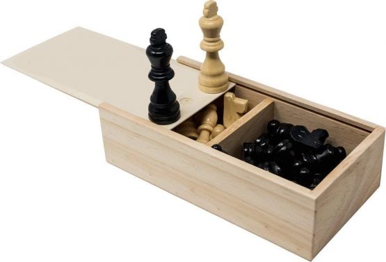 77mm Ash wood chess pieces in wooden box