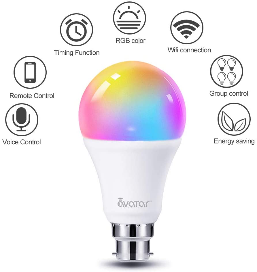 Avatar Controls Smart Bulb, Alexa Light Bulbs B22 Bayonet 9W RGBCW Colour Dimmable Works with Alexa/Google Home - Image 3