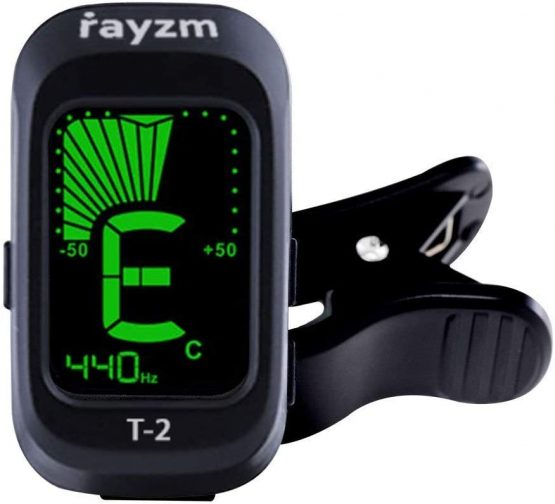 Rayzm Guitar Tuner, Clip-on Tuner for Chromatic/Guitar/Bass/Ukulele/Violin, Large Note Name on Clear LCD Screen for Easy Reading, Calibrated Pitch, Battery Included, Auto Power Off