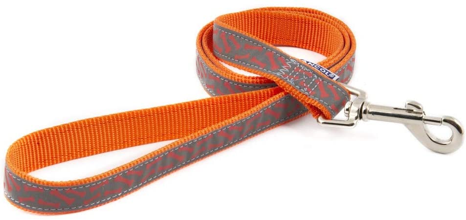 Ancol Patterned Collection Bone Dog Lead, Orange, Reflective Nylon Puppy Walking Accessory with Weatherproof Durable Design