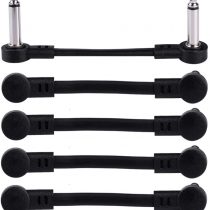 Rayzm Guitar Patch Cable, 6.35mm Angled Instrument Jumper Cable for Guitar/Bass Effects Pedals, 5cm Pedal-Board Jumper Cables (6-Pack, Black )