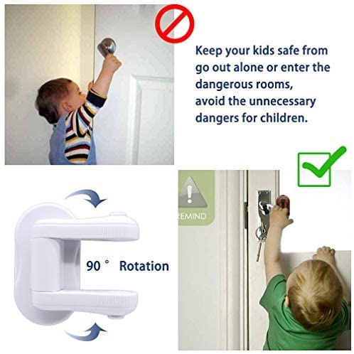 ALBOYI 3 Pack Child Proof Door Lever Lock Rotation Design Handles Lock Strong Adhesive Baby Safety Lock Door Handle, No Drill - Image 4