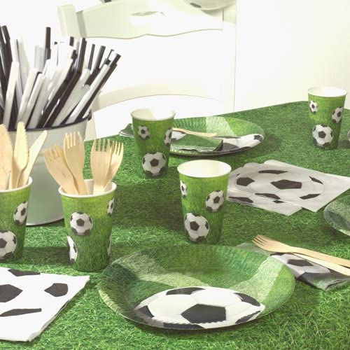 60-Piece Football Party Set 20x Paper Plates 20x Paper Cups and 20x Napkins, Bunt, 23 centimeters - Image 2