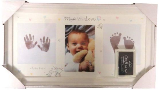 Baby Keepsake Footprint Hand Print Photo Frame Ink Pad Picture Frame Baby Shower Baby Memories Baby Gift Baby Foot Print Hand & Foot Print Photo Frame Child New Born Baby