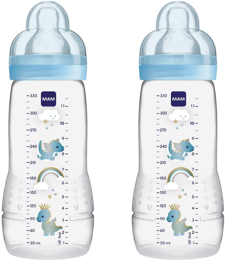 MAM Easy Active Baby Bottle with MAM Fast Flow Teats Twin Pack of Baby Bottles, 