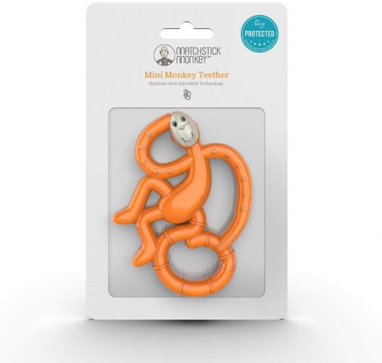 Matchstick Monkey, Mini Teething Toy for Baby, Stimulates and Massages Sore Gums, 3 Months Old+, Orange - Image 4