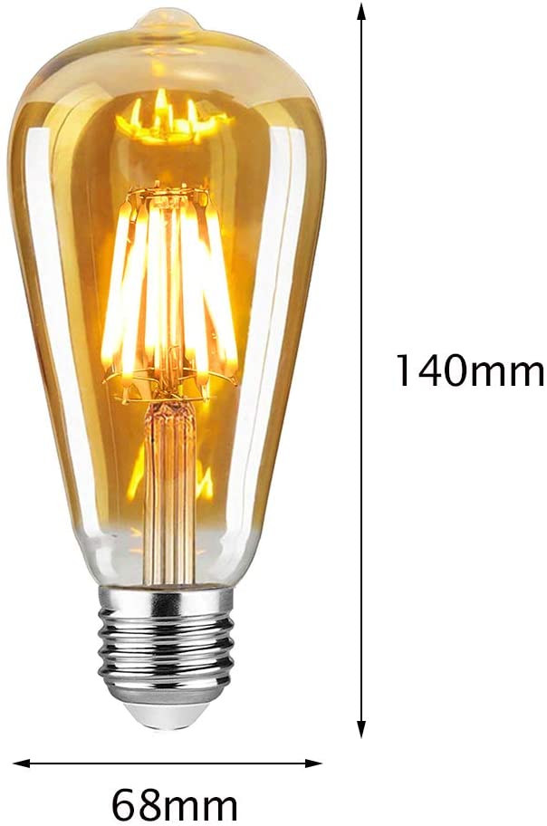 Woowtt LED Edison Bulb, Vintage Light Bulb, Dimmable 6W E27 LED Bulbs, Led Filament Bulb - Image 2