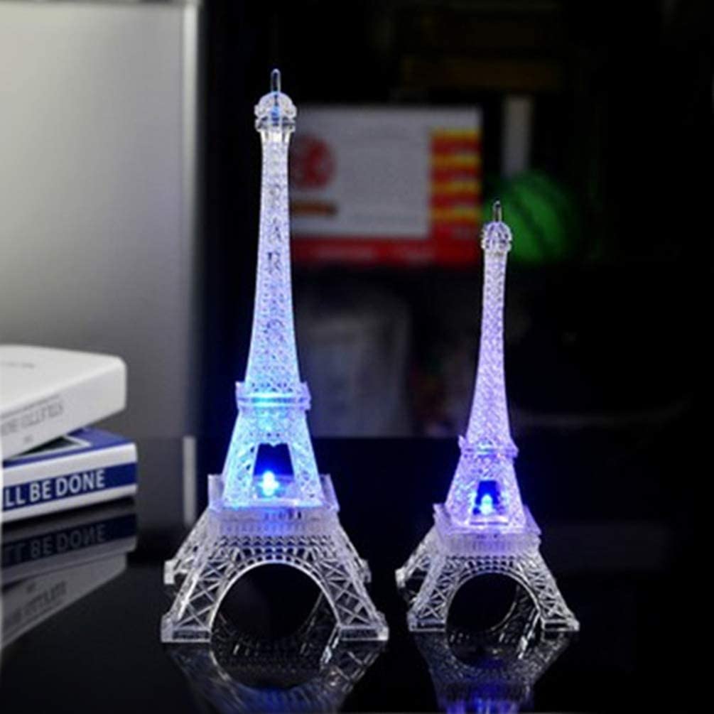 Colorful Eiffel Tower Night Light,7 Colors LED Lamp Paris Fashion Style Acrylic Decoration,5 inch, White - Image 2