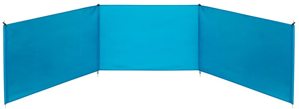 Aktive Beach Wind Protection, 300 x 75/85 cm, Blue, 3 Panels, 170T Polyester Fabric, UV30 Protection, Aluminium Poles