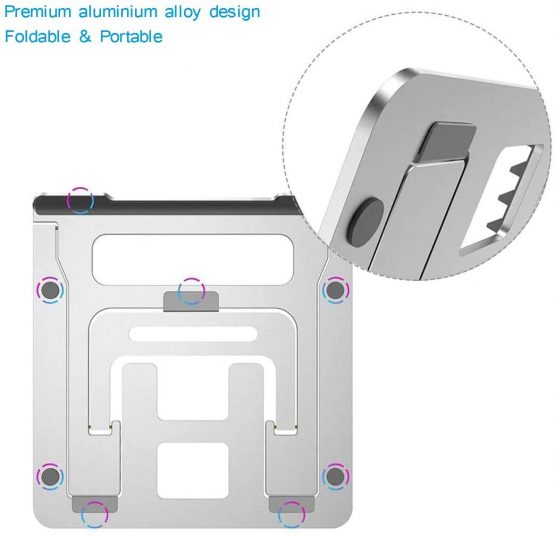 FAPPEN Laptop Stand, Foldable Portable Aluminum Desktop Laptop Holder, Cooling Stand (7"-16") Compatible with Dell XPS, HP, Lenovo, Universal Lightweight & Adjustable Ergonomic Tray (Silver) - Image 4
