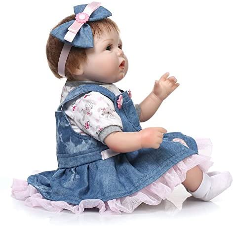 ZIYIUI Reborn Baby Doll Boy 22 inch 55cm Handmade Soft Silicone Lifelike Blue Eyes Newborn Girl Toy Doll That Look Real Child's Vinyl Birthday Gift - Image 3